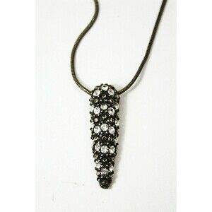 PILGRIM Signed Pendant Necklace 18.5" DANISH DESIGN Bronze Tone Rhinestones Gift